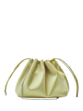 Moda in Pelle satin clutch bag black lime green (British brand)