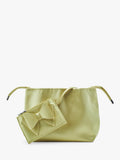 Moda in Pelle satin clutch bag black lime green (British brand)