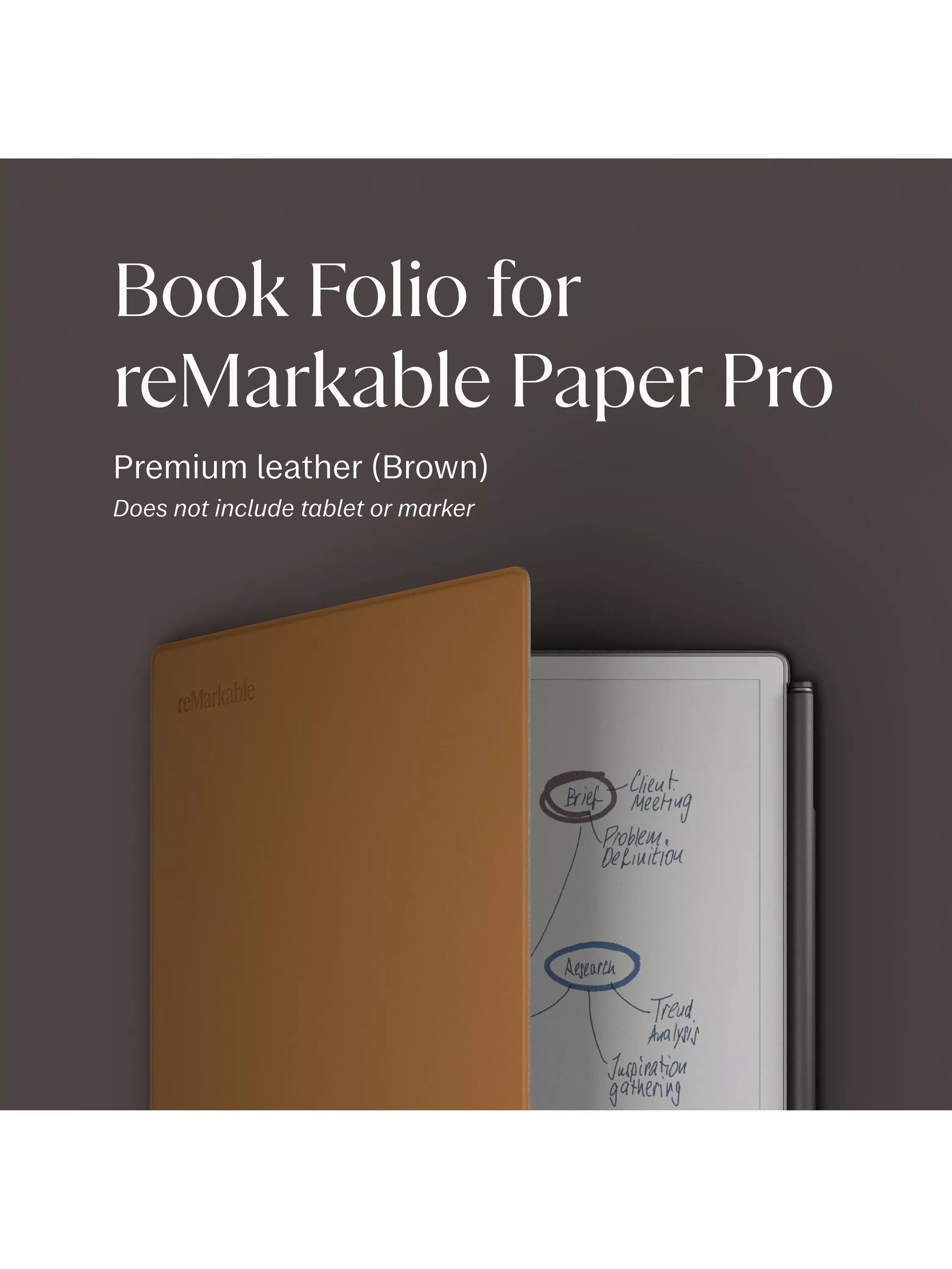 reMarkable leather book folio case brown for Paper Pro, UK version