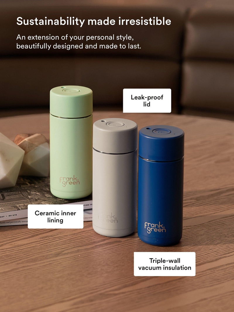 frank green push button lid ceramic travel mug 475ml (British brand)