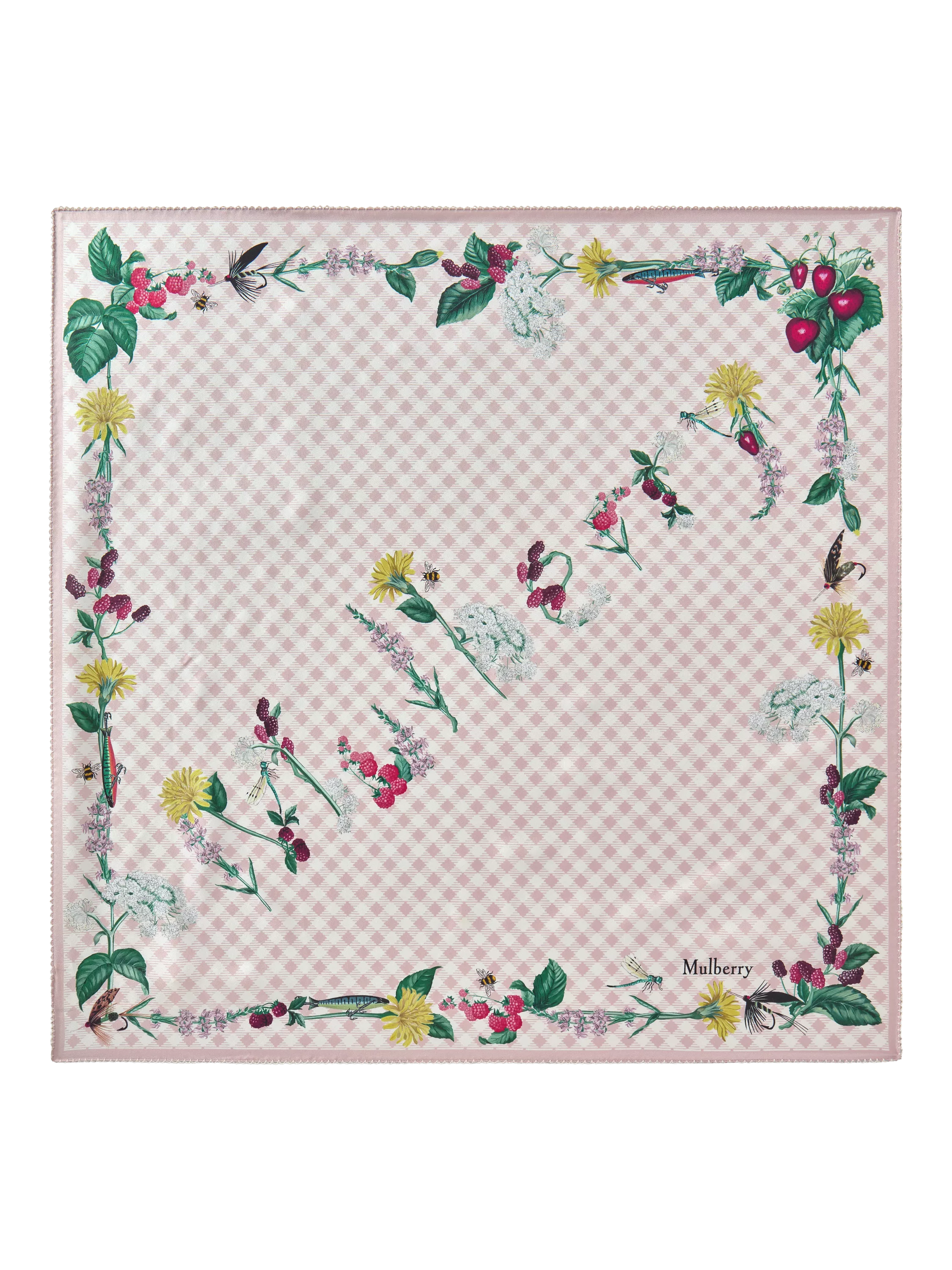 Mulberry River Side Pure Silk Printed Square Scarf 70cm
