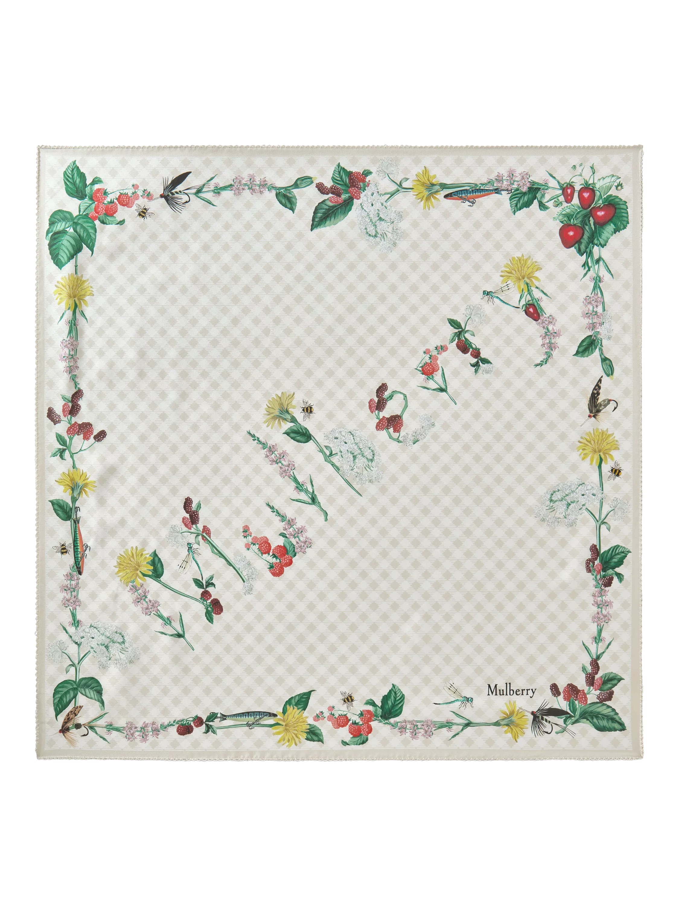 Mulberry River Side Pure Silk Printed Square Scarf 70cm