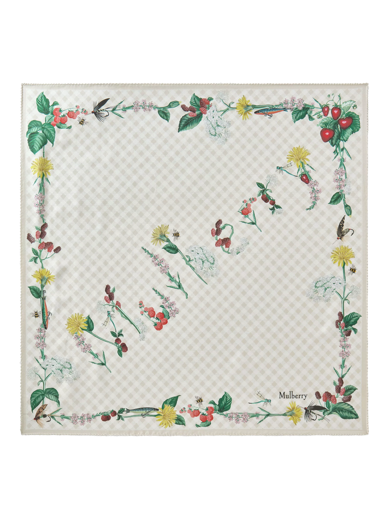 Mulberry River Side Pure Silk Printed Square Scarf 70cm