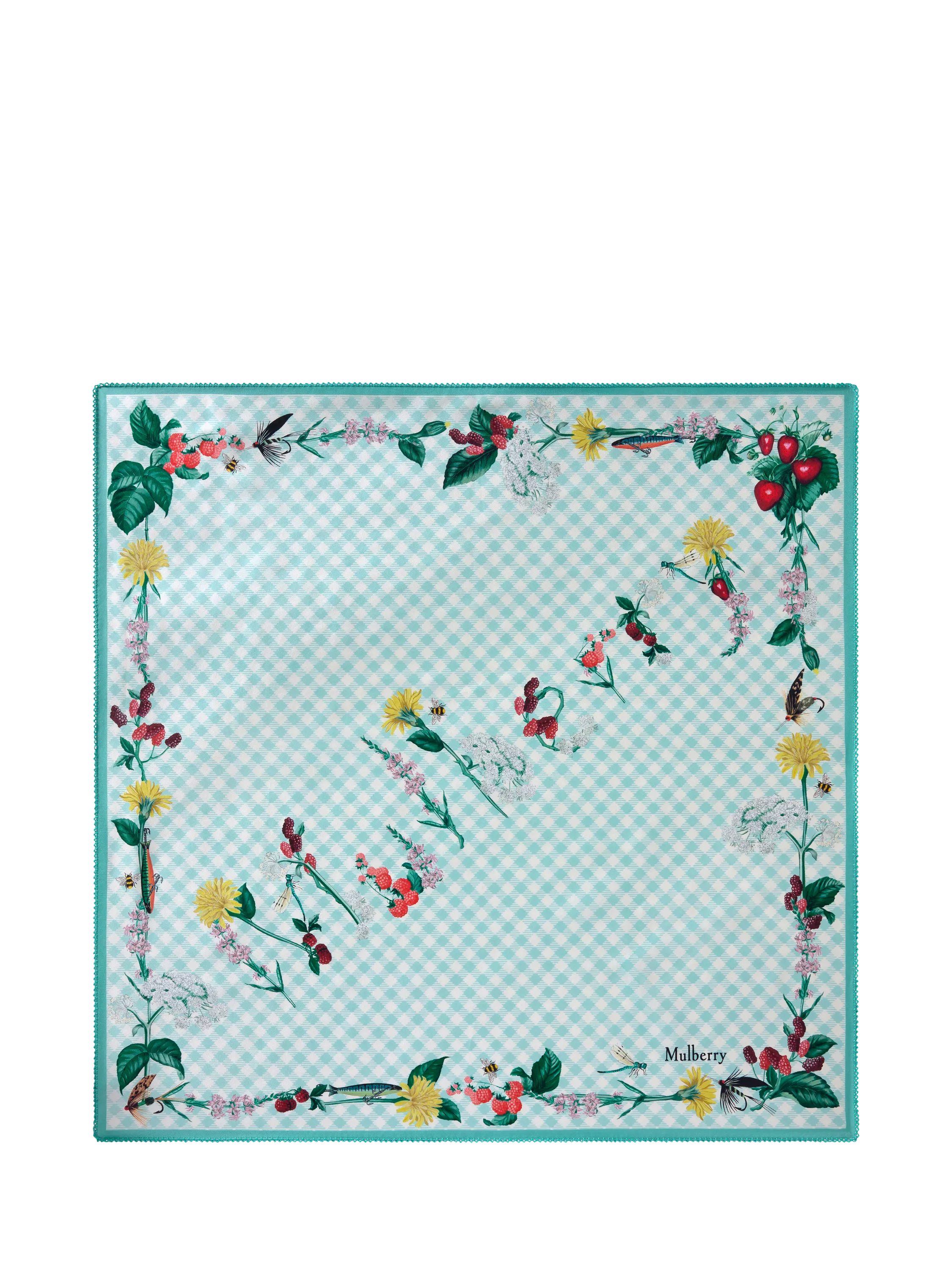 Mulberry River Side Pure Silk Printed Square Scarf 70cm