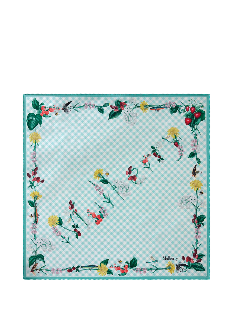 Mulberry River Side Pure Silk Printed Square Scarf 70cm