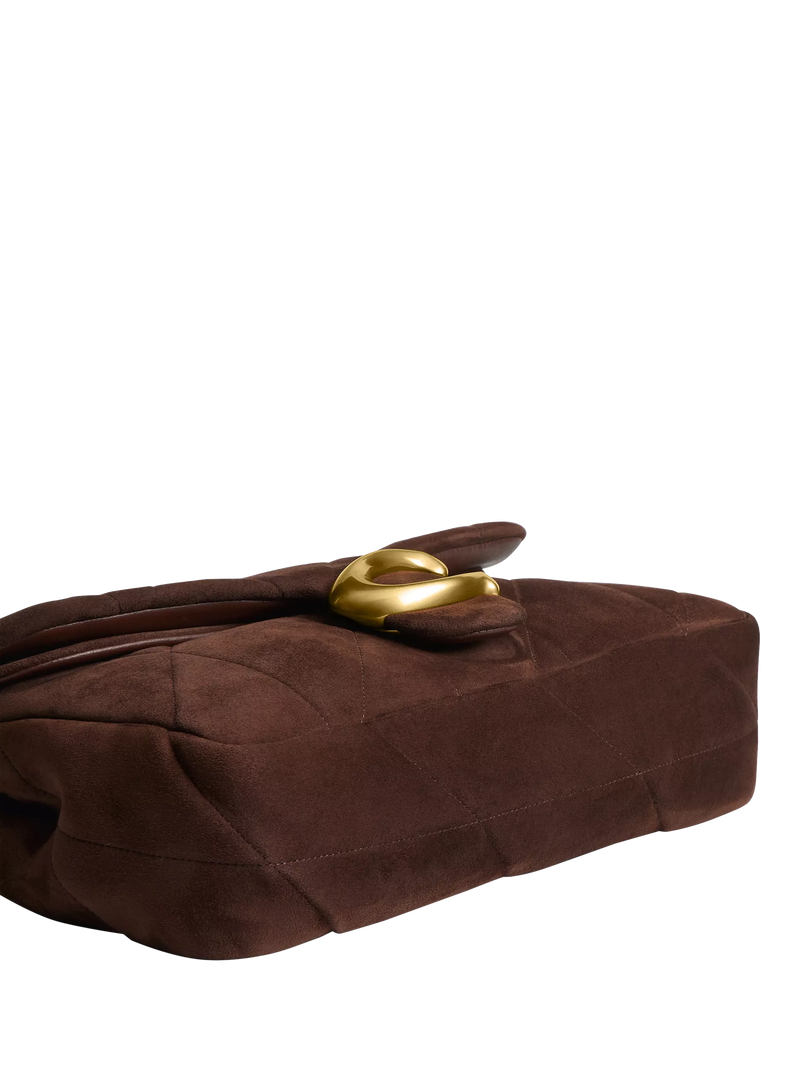 Coach Tabby 26 quilted suede shoulder bag dark chocolate, imported from the UK
