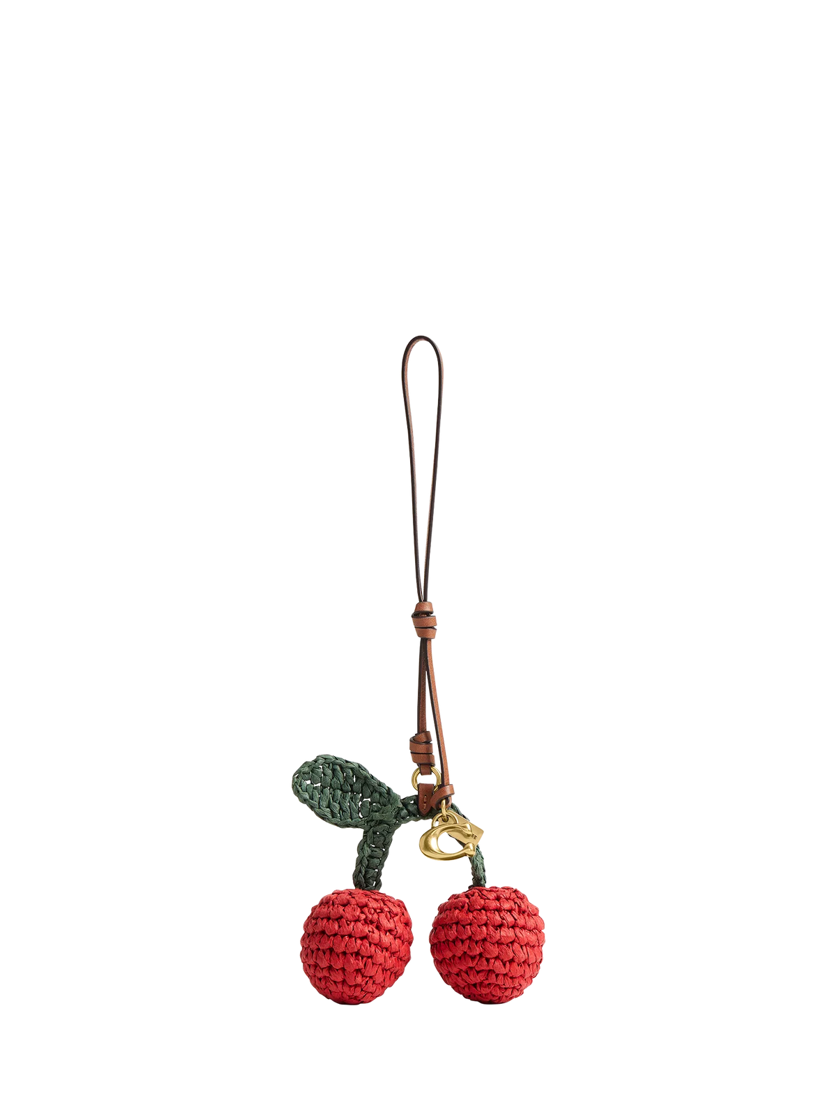 Coach woven straw cherry bag charm multi (British brand)