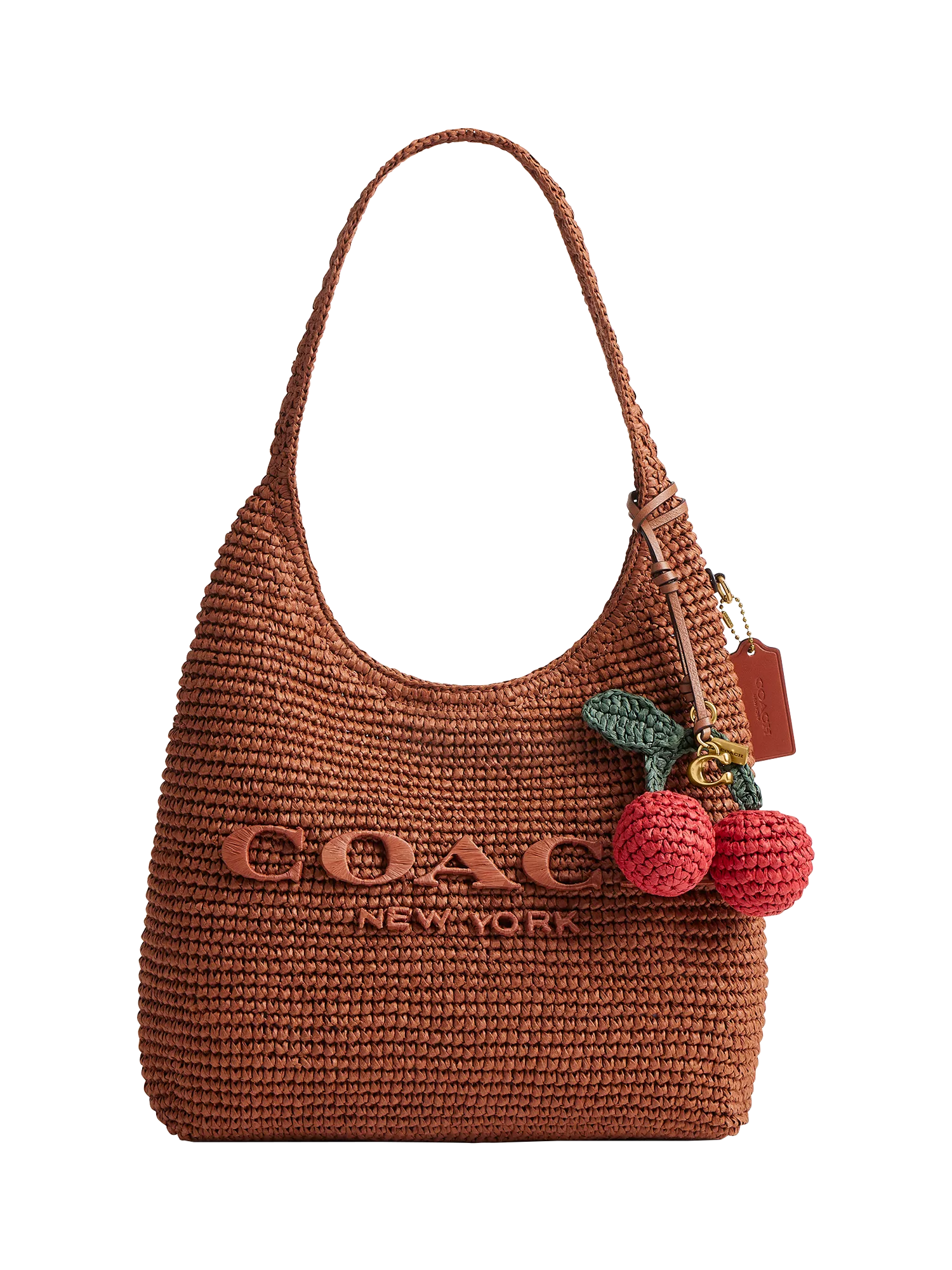Coach woven straw cherry bag charm multi (British brand)