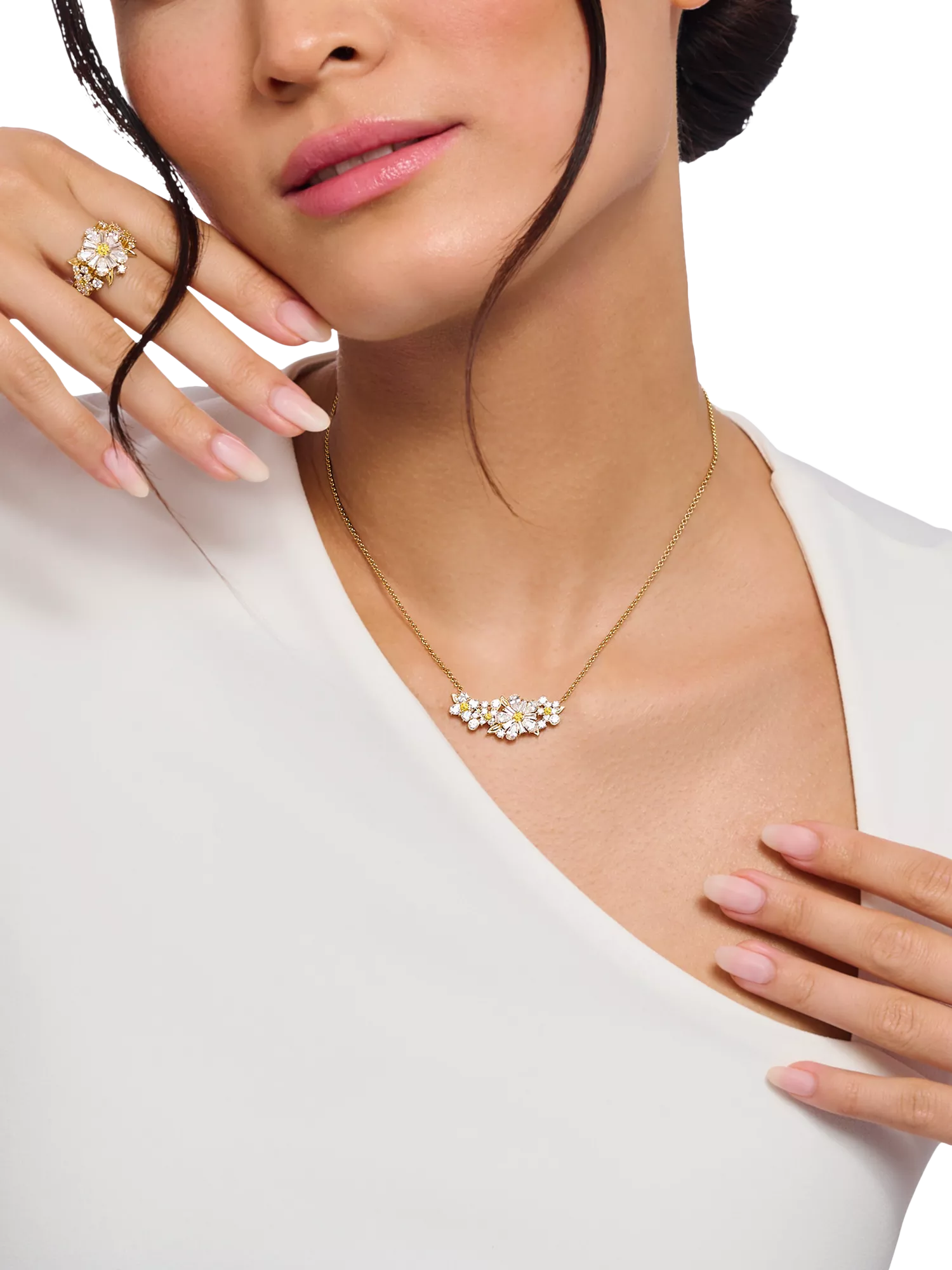 Thomas Sabo crystal flower beaded chain necklace 40-45cm, imported from the UK