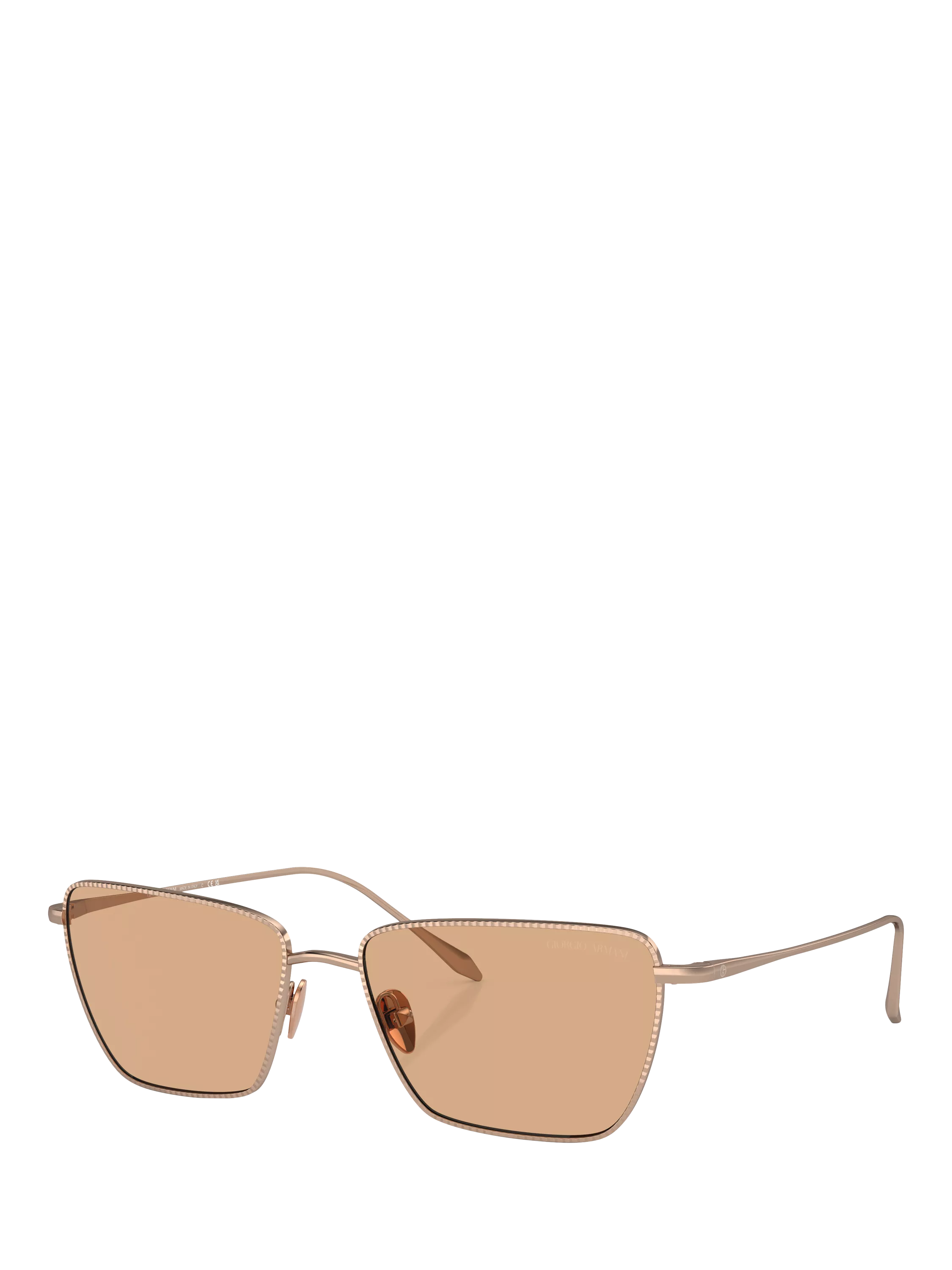 Giorgio Armani rectangular sunglasses rose gold frame brown lenses, UK version