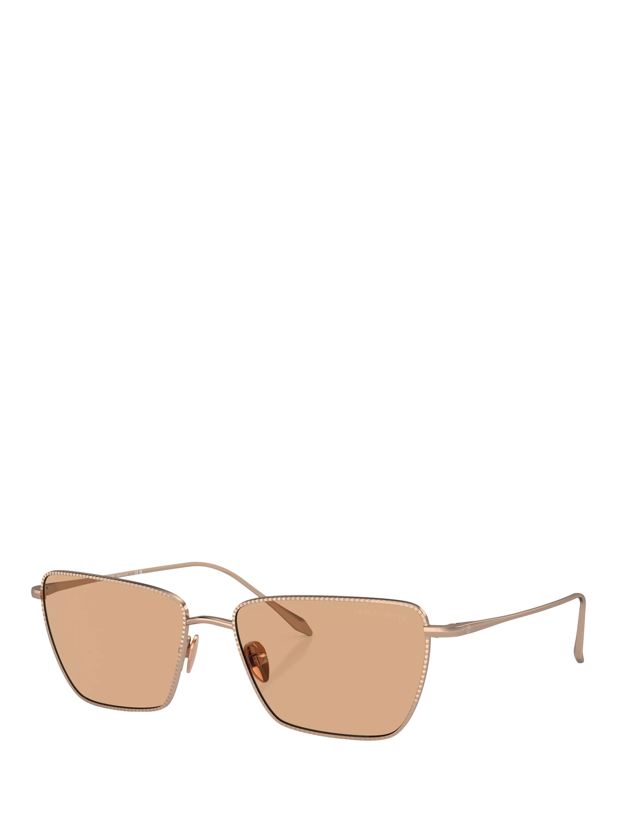 Giorgio Armani rectangular sunglasses rose gold frame brown lenses, UK version