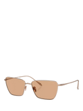 Giorgio Armani rectangular sunglasses rose gold frame brown lenses, UK version