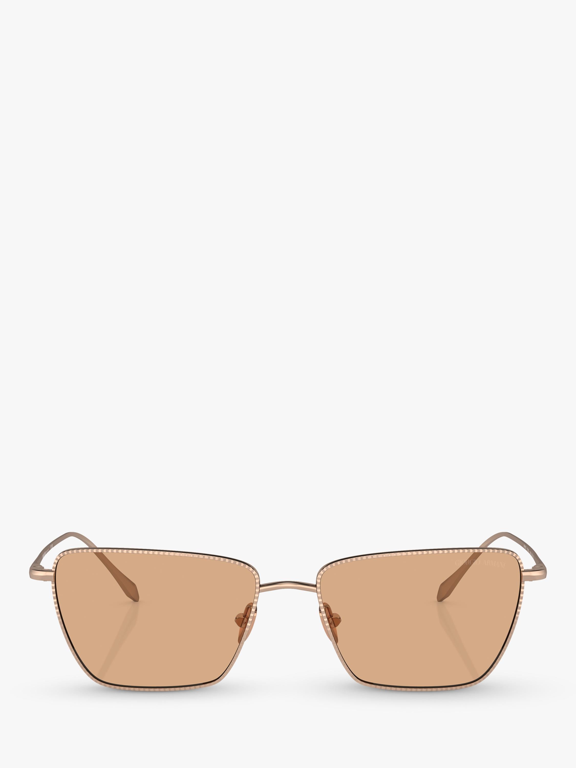 Giorgio Armani rectangular sunglasses rose gold frame brown lenses, UK version