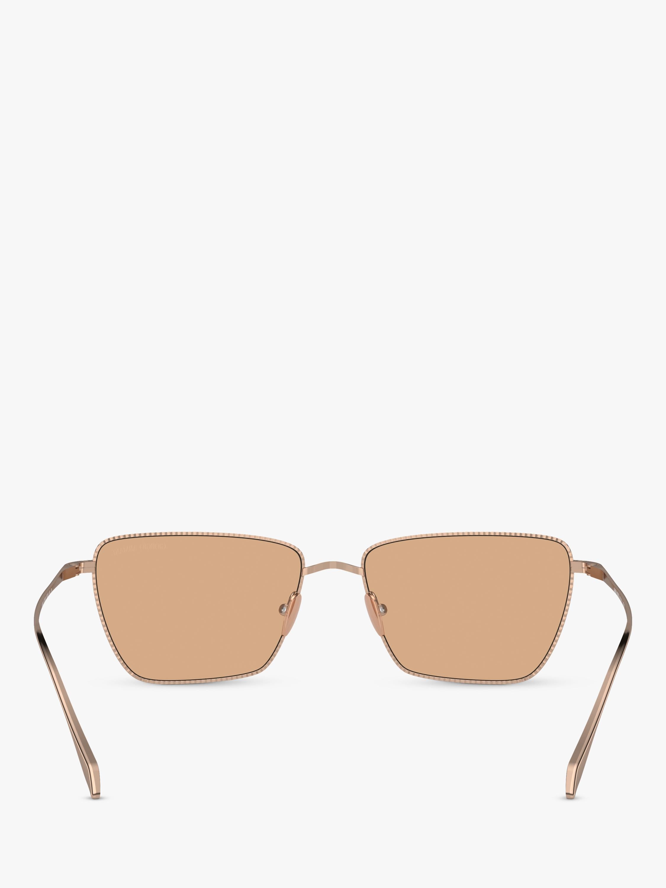 Giorgio Armani rectangular sunglasses rose gold frame brown lenses, UK version
