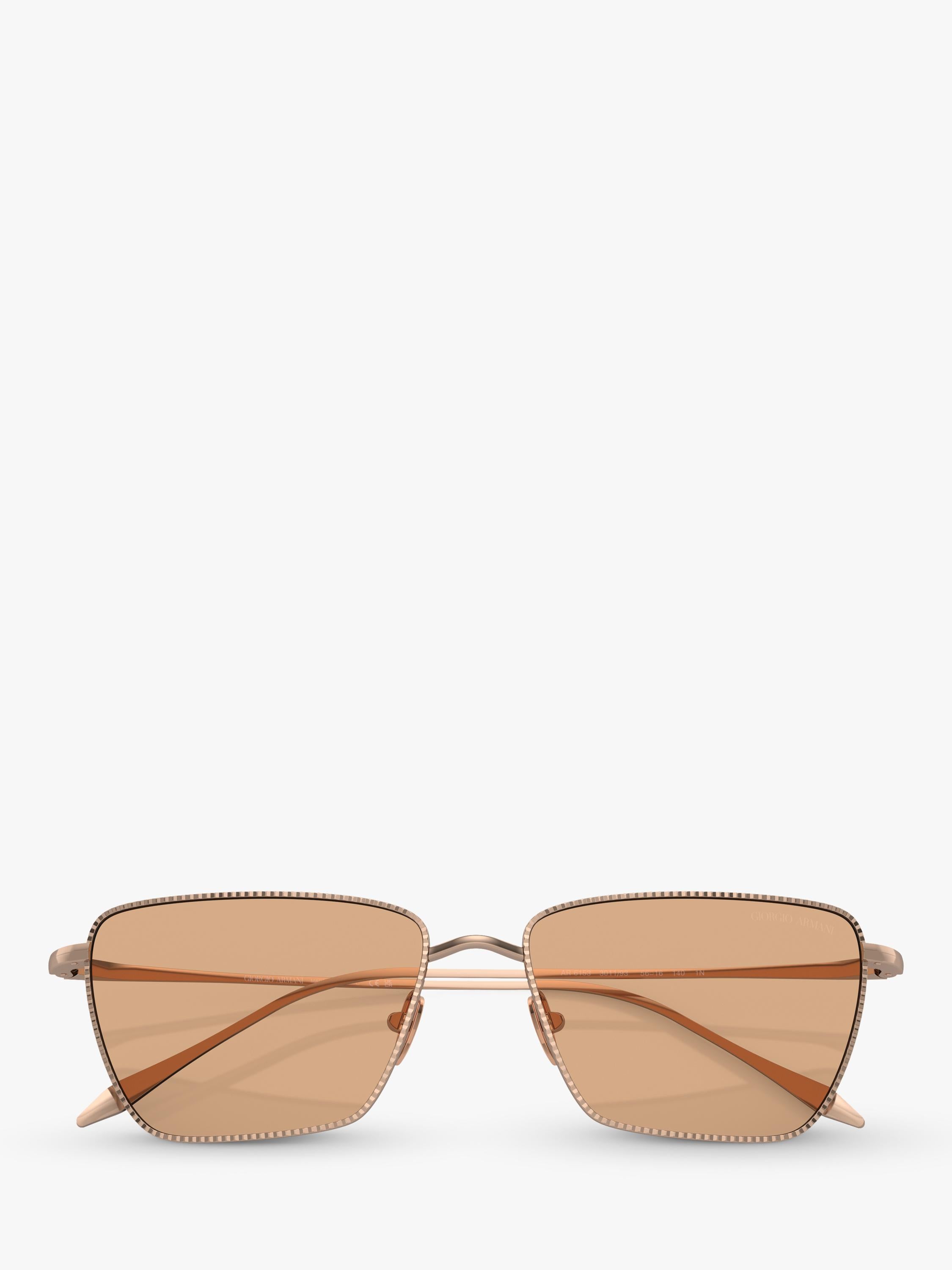 Giorgio Armani rectangular sunglasses rose gold frame brown lenses, UK version