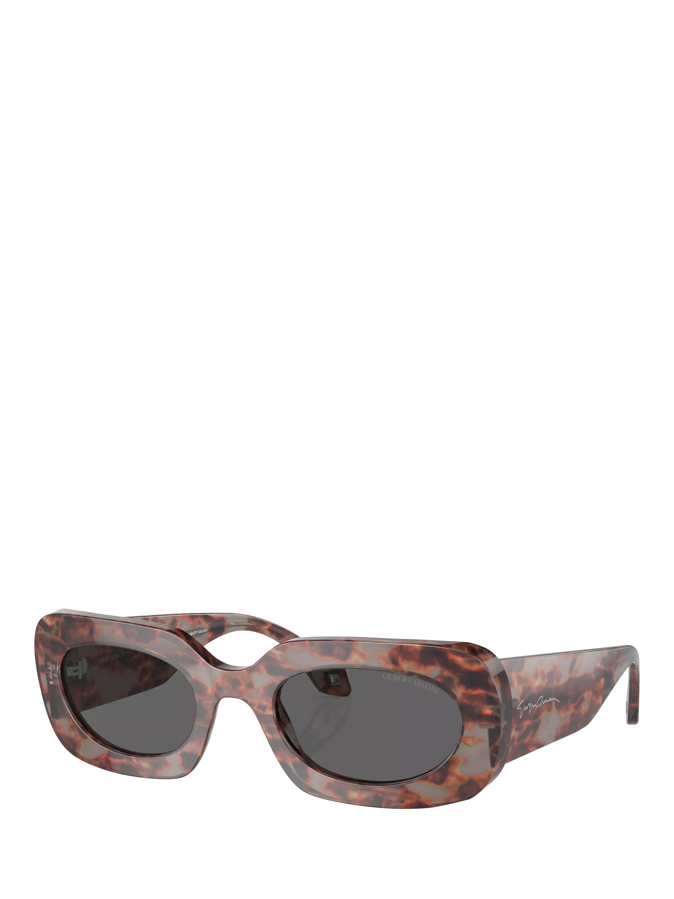 Giorgio Armani AR8182 Women's Rectangular Sunglasses, Grey Havana/Grey