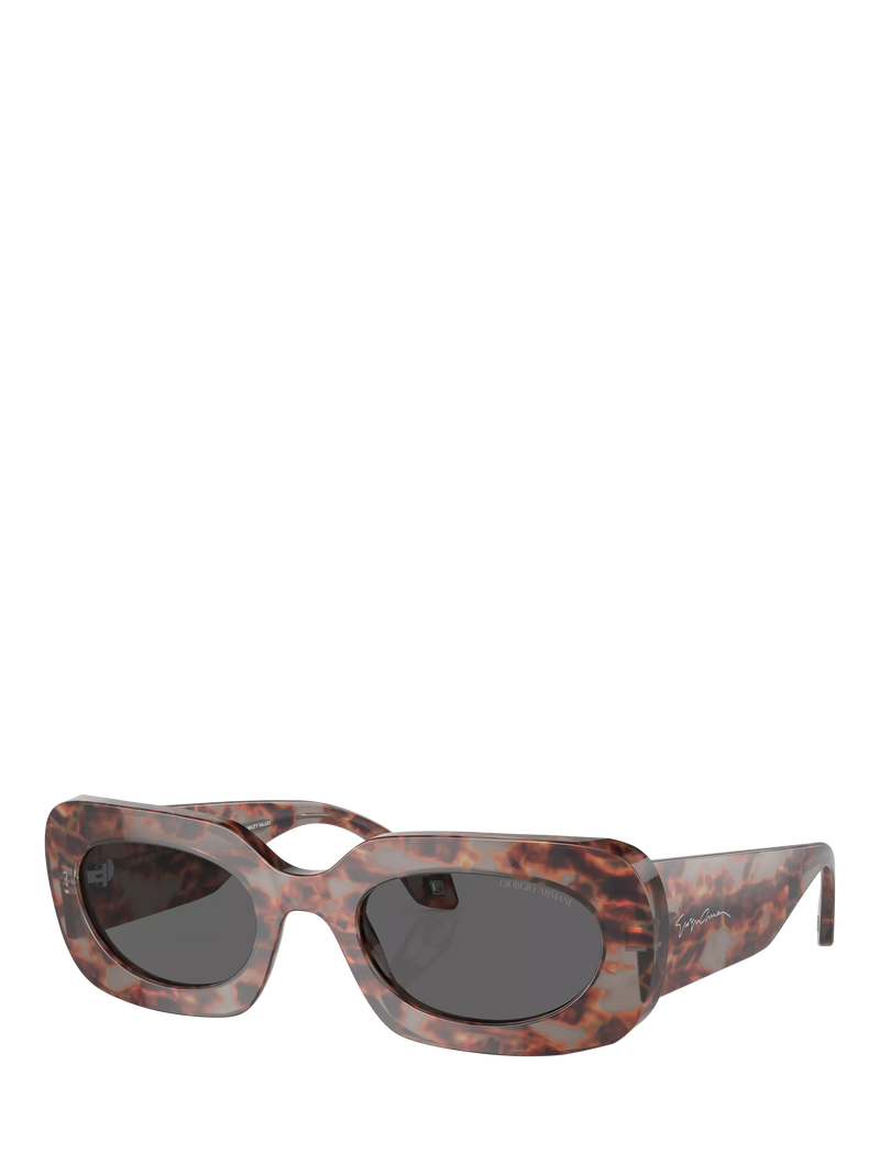 Giorgio Armani AR8182 Women's Rectangular Sunglasses, Grey Havana/Grey
