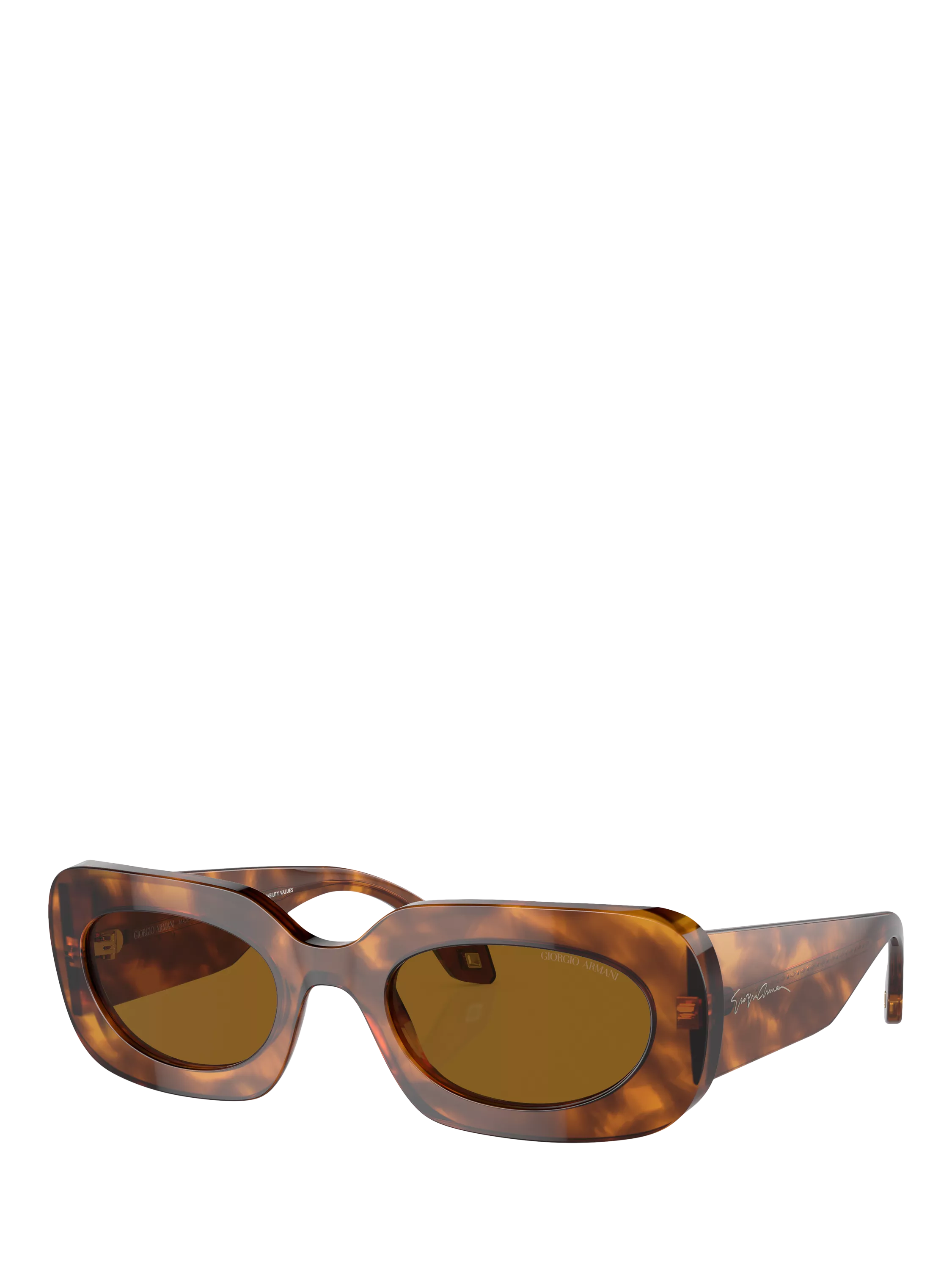 Giorgio Armani AR8182 Women's Rectangular Sunglasses, Red Havana/Brown