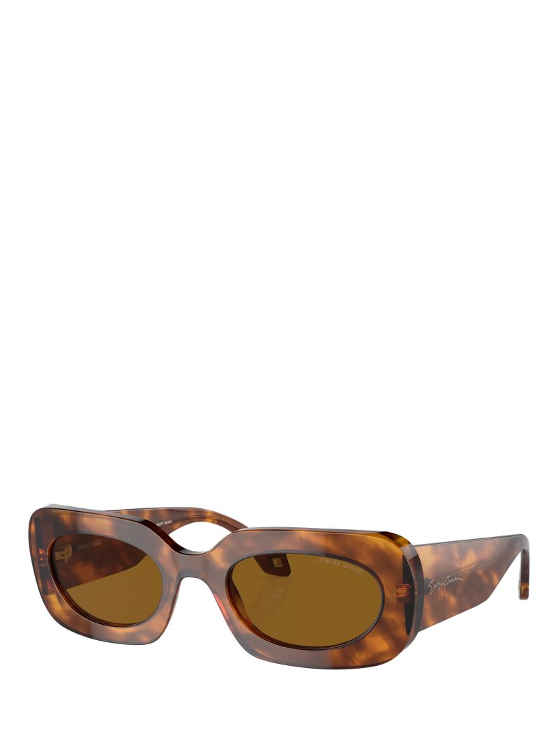 Giorgio Armani AR8182 Women's Rectangular Sunglasses, Red Havana/Brown