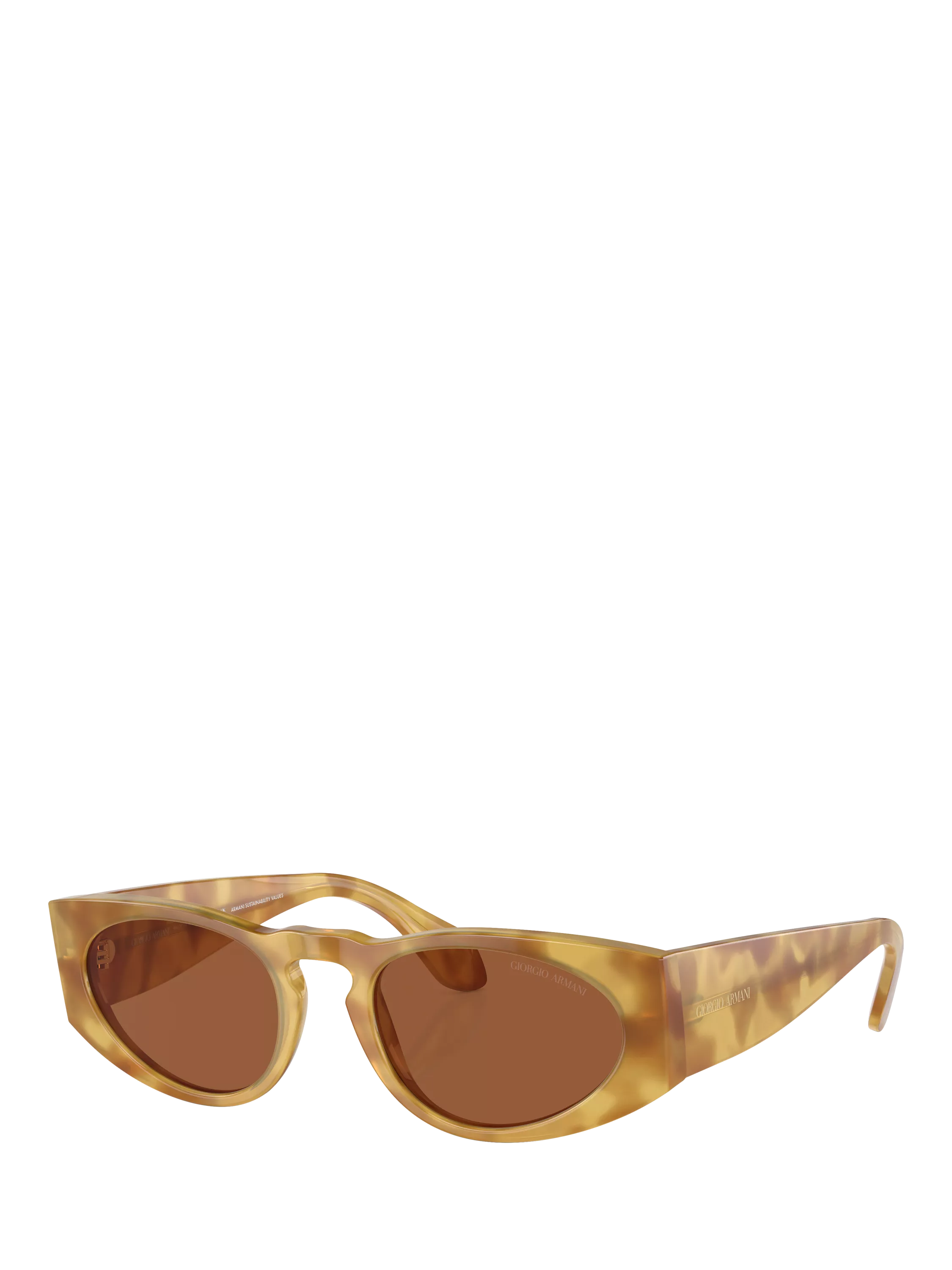 Giorgio Armani AR8216 Men's Rectangular Sunglasses, Yellow Havana/Brown