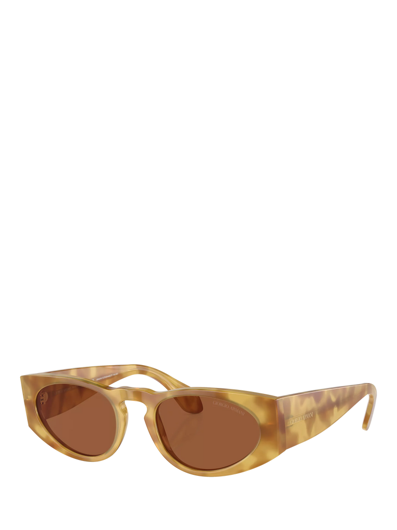 Giorgio Armani AR8216 Men's Rectangular Sunglasses, Yellow Havana/Brown