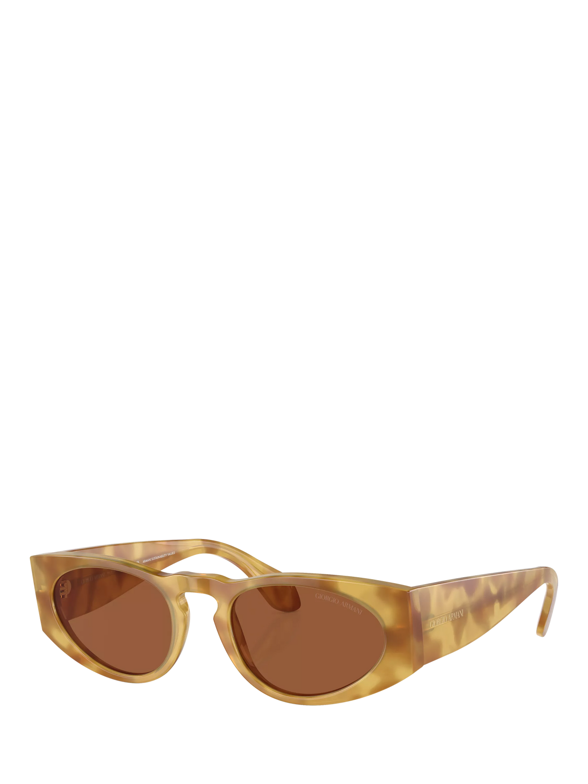 Giorgio Armani AR8216 Men's Rectangular Sunglasses, Yellow Havana/Brown