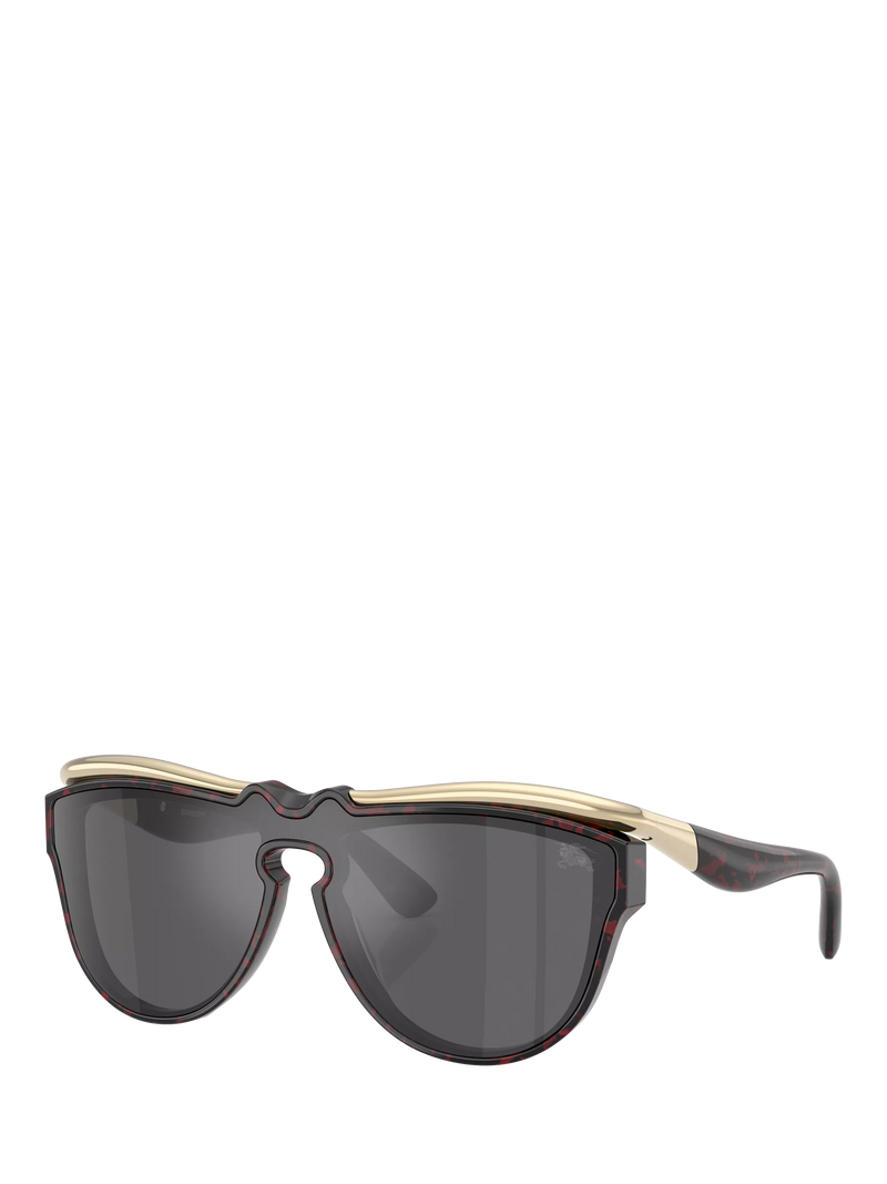 Burberry BE3162U Unisex Oval Sunglasses, Red Havana/Grey