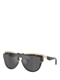 Burberry BE3162U Unisex Oval Sunglasses, Yellow Havana/Grey