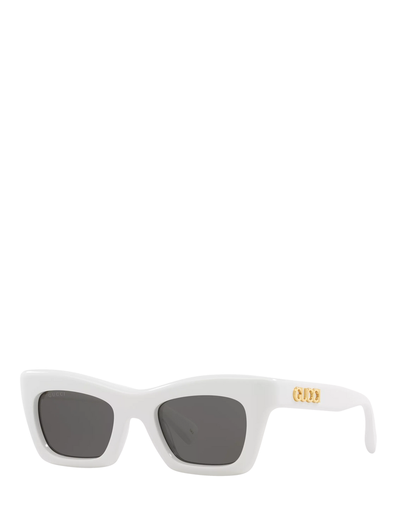 Gucci 0GC002188 Cat's Eye Sunglasses, White/Grey