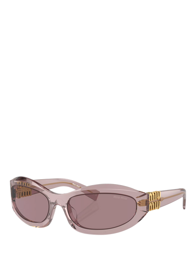 John Lewis Miu Miu MU 14ZS Women's Irregular Sunglasses Transparent Mauve/Mauve- Buy online at McGrocer