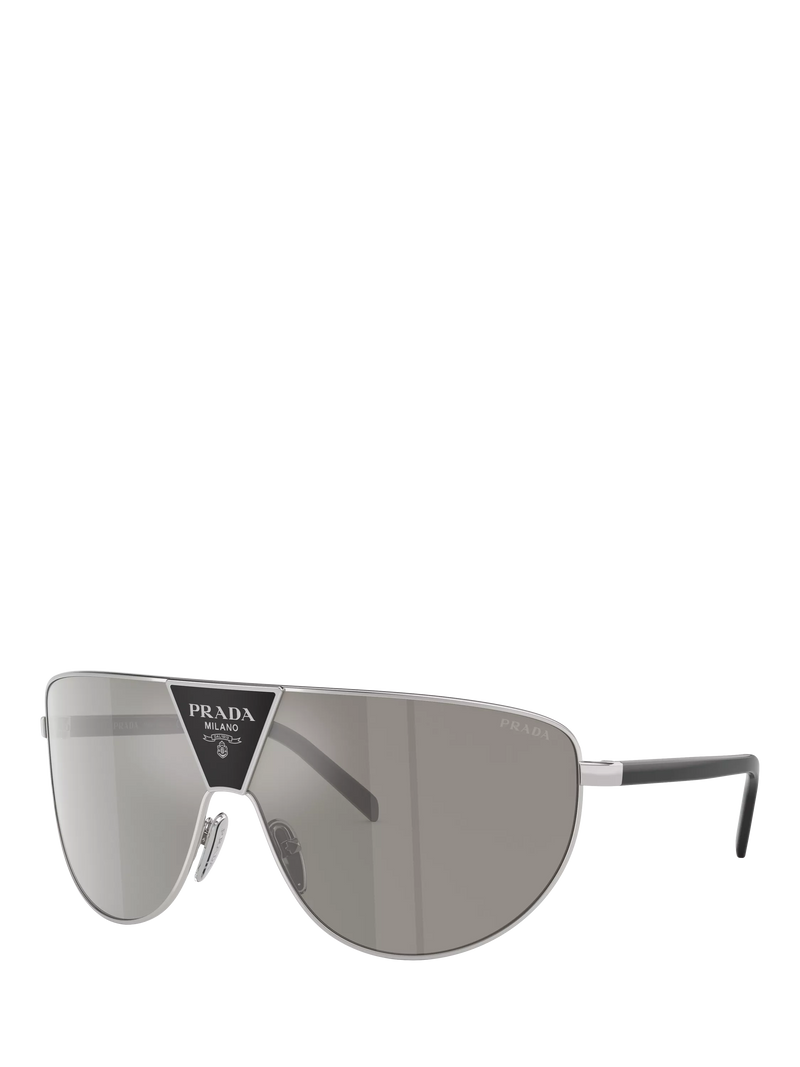 Prada PR 69ZS Men's Aviator Sunglasses, Silver/Mirror Grey