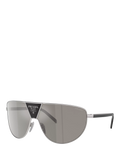 Prada PR 69ZS Men's Aviator Sunglasses, Silver/Mirror Grey