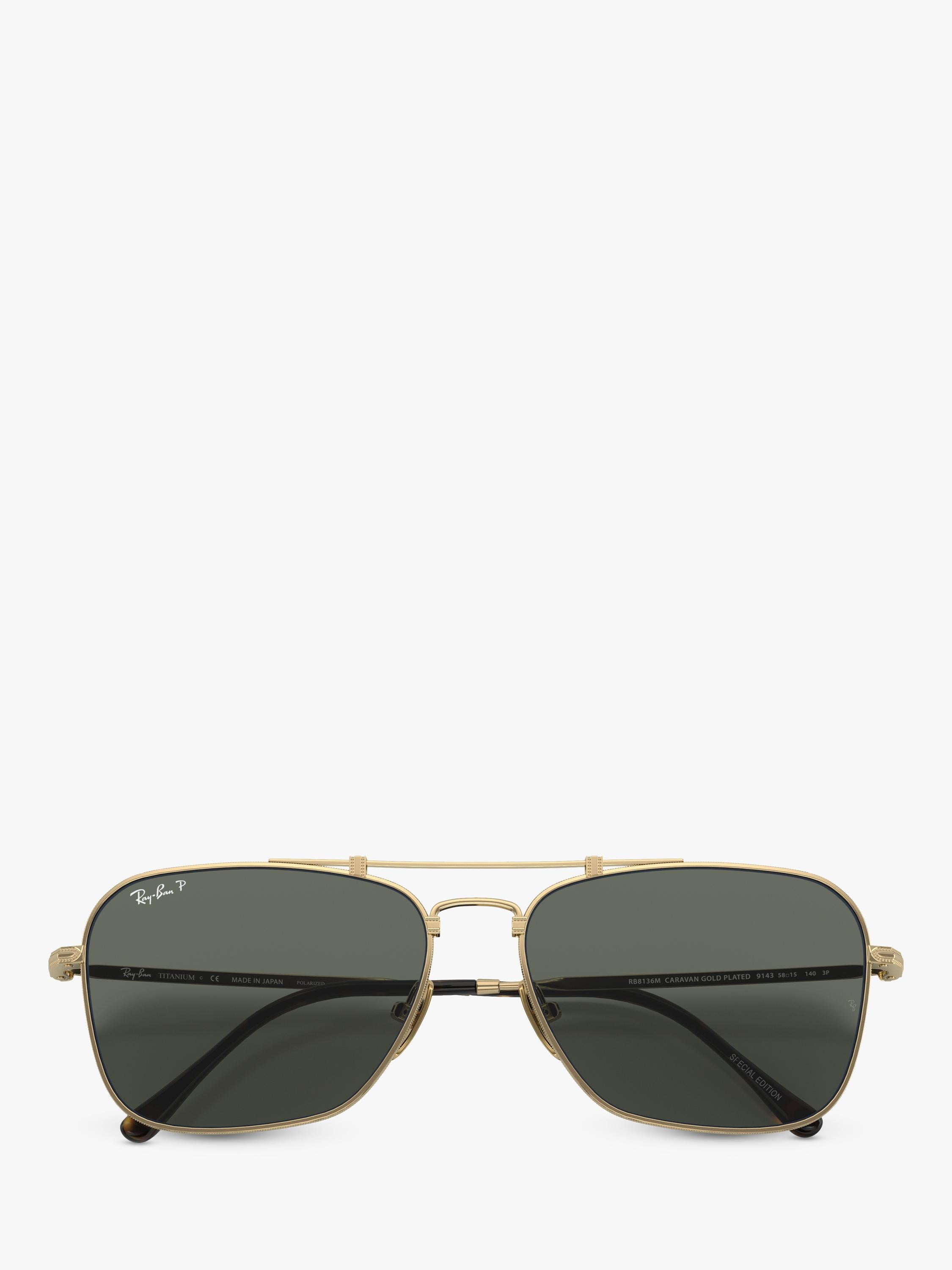 Ray-Ban RB8136 gold square titanium sunglasses with glass lenses, UK version