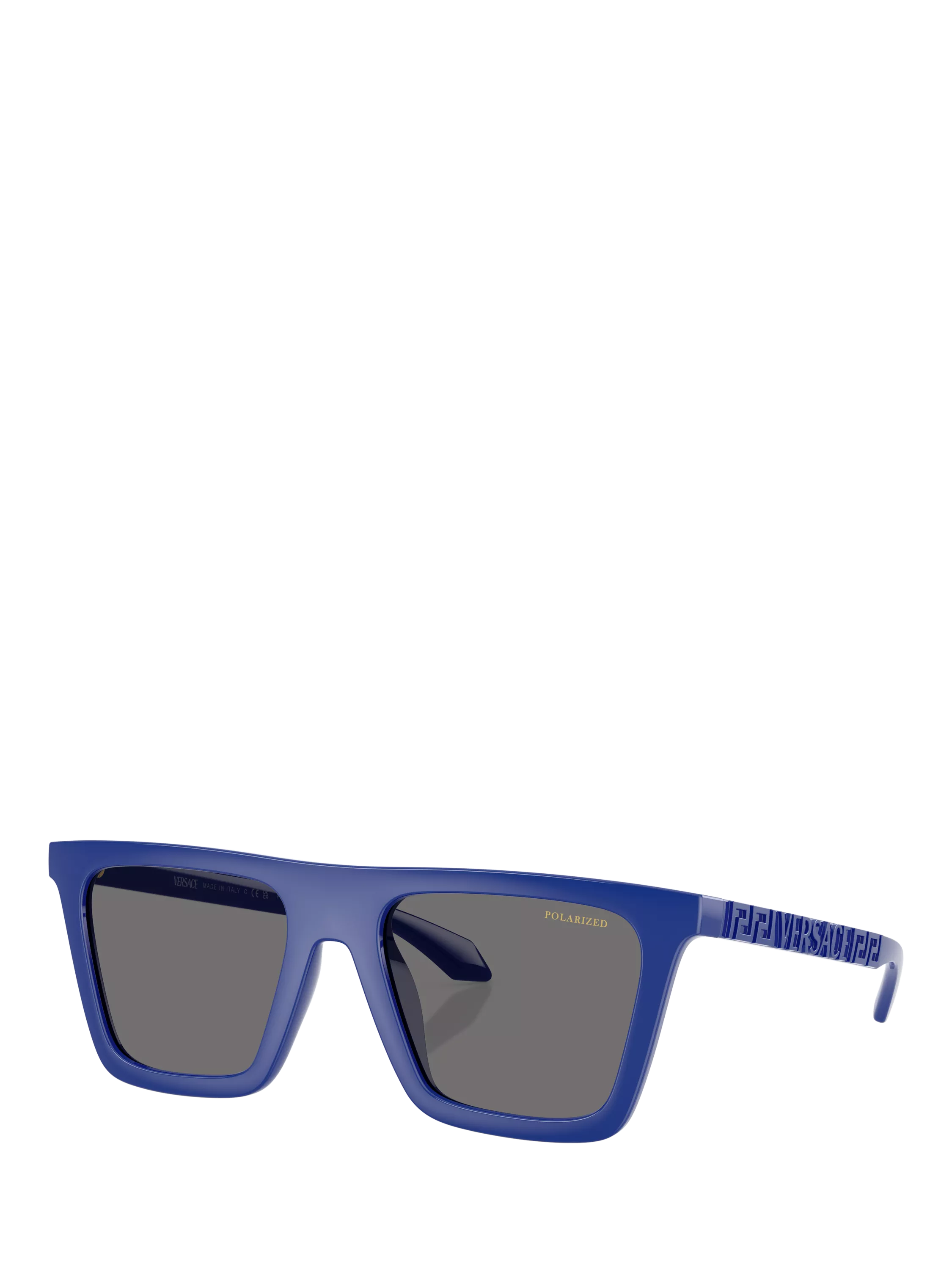 Versace polarised rectangular sunglasses in blue 53mm lens, imported from the UK