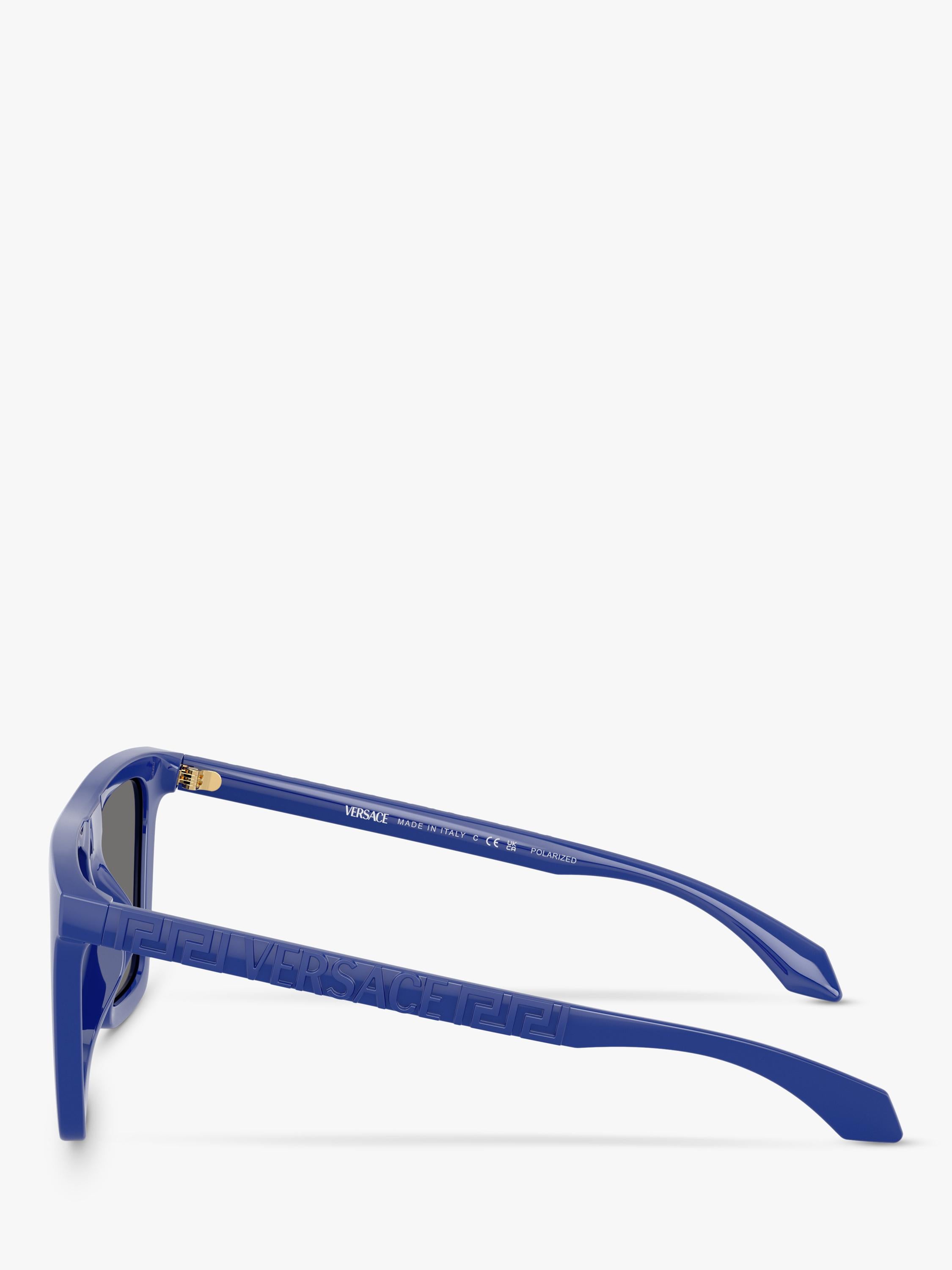 Versace polarised rectangular sunglasses in blue 53mm lens, imported from the UK