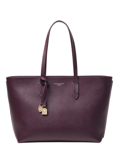 John Lewis Aspinal of London Zipped East West Leather Tote Bag, Fig- Buy online at McGrocer
