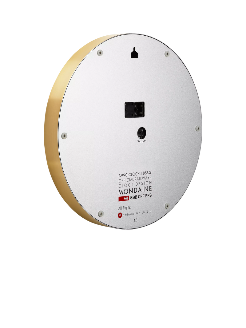 Mondaine Swiss Railways wall clock gold 25cm (British brand)