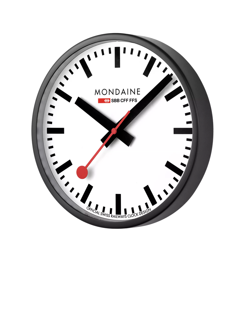 Mondaine official Swiss railways wall clock 25cm, imported from the UK