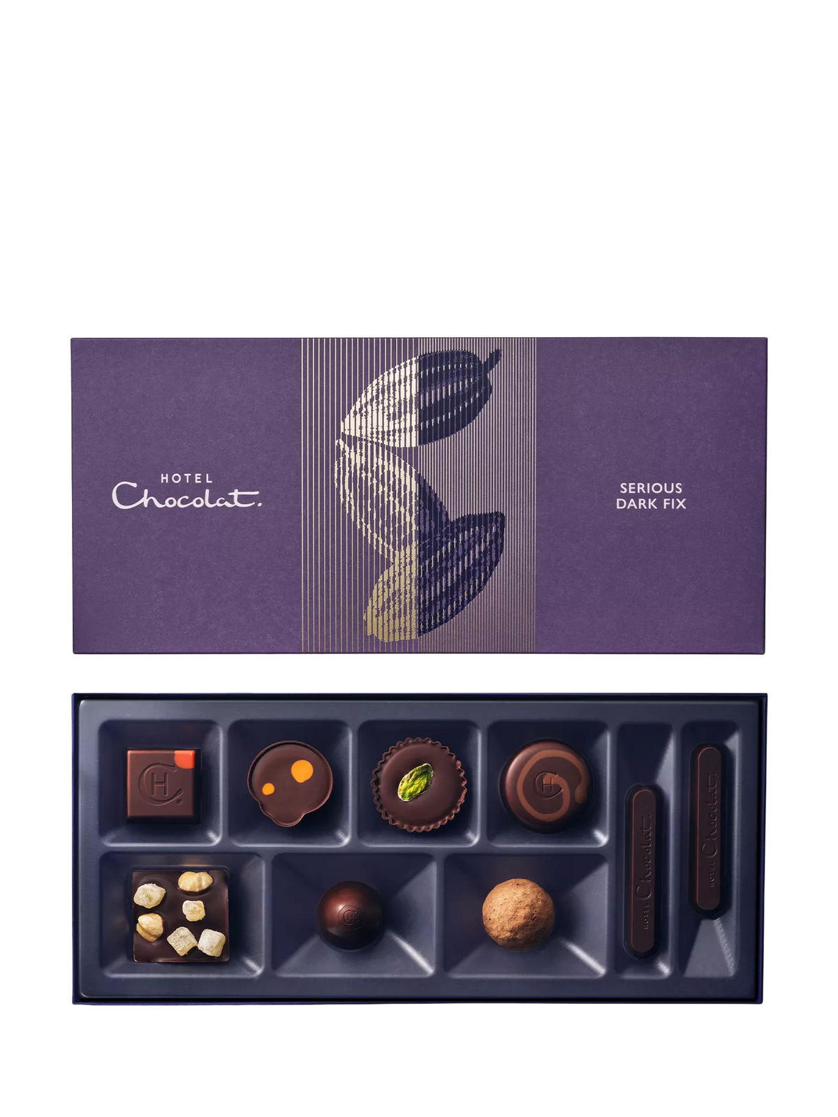 Hotel Chocolat Serious Dark Fix dark chocolate box 97g, imported from the UK