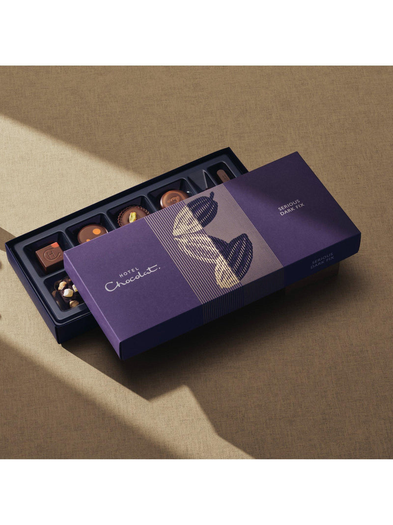 Hotel Chocolat Serious Dark Fix dark chocolate box 97g, imported from the UK