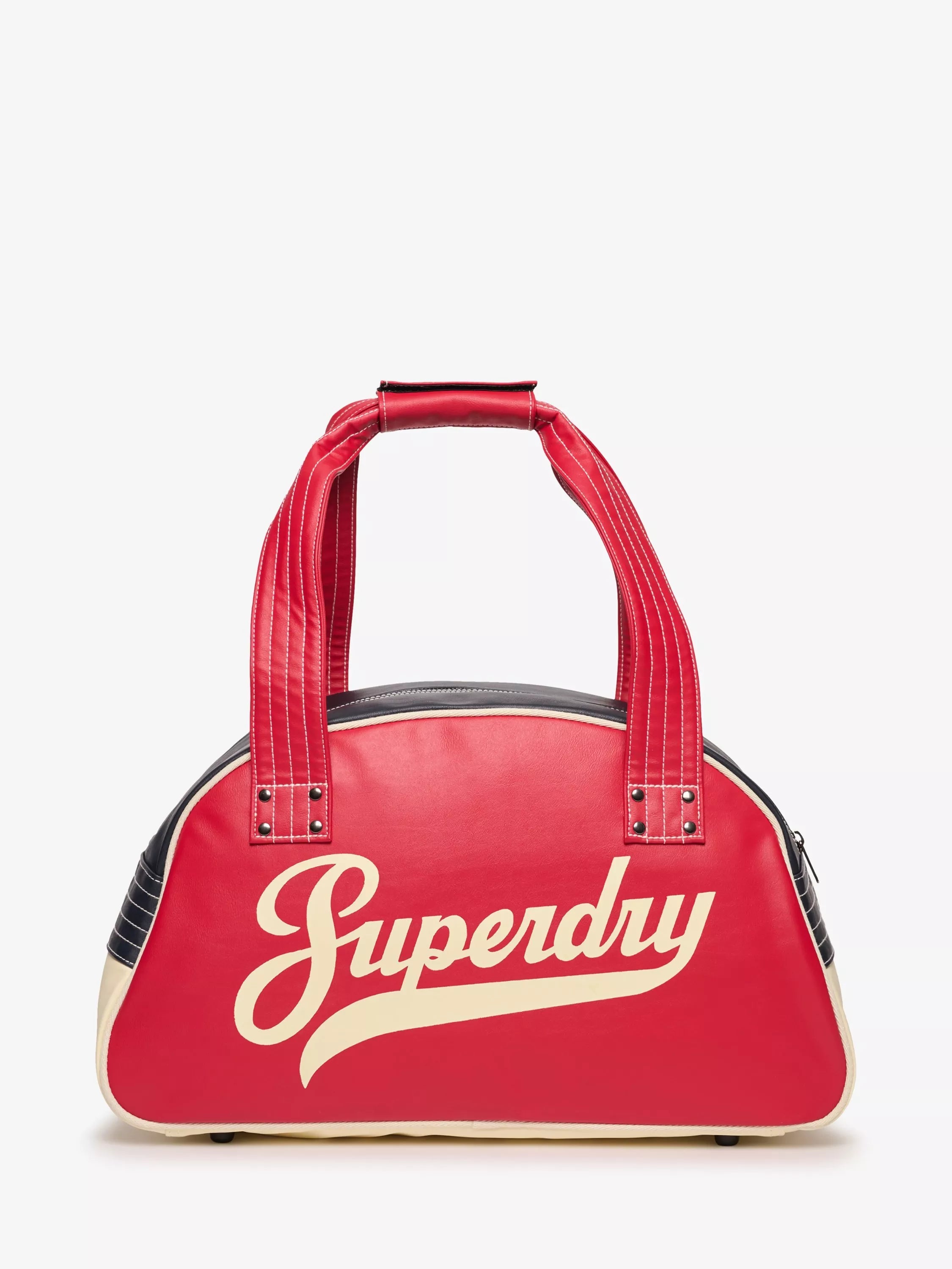 Superdry vintage bowling bag in red navy cream, UK version