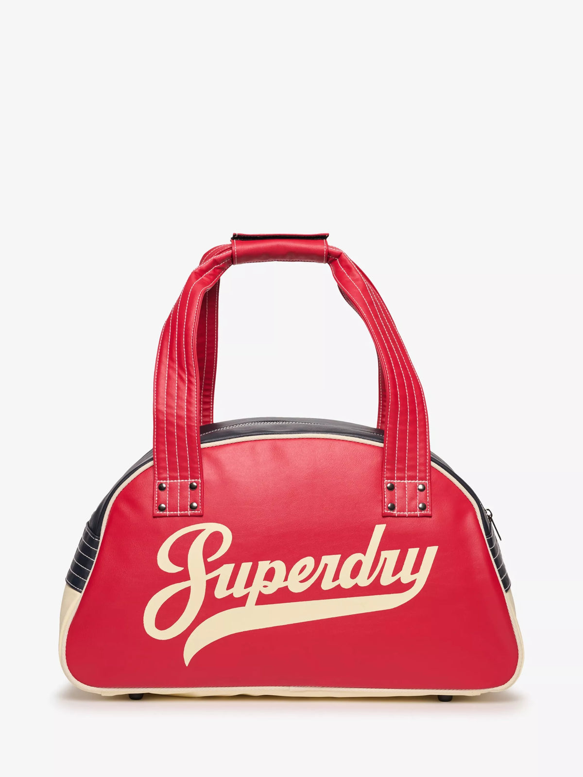 Superdry vintage bowling bag in red navy cream, UK version