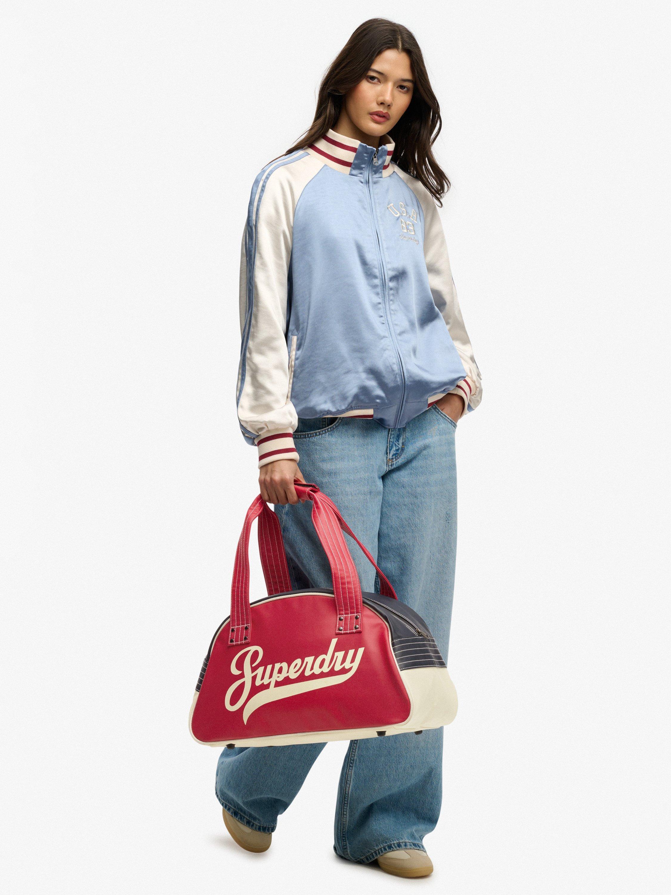 Superdry vintage bowling bag in red navy cream, UK version