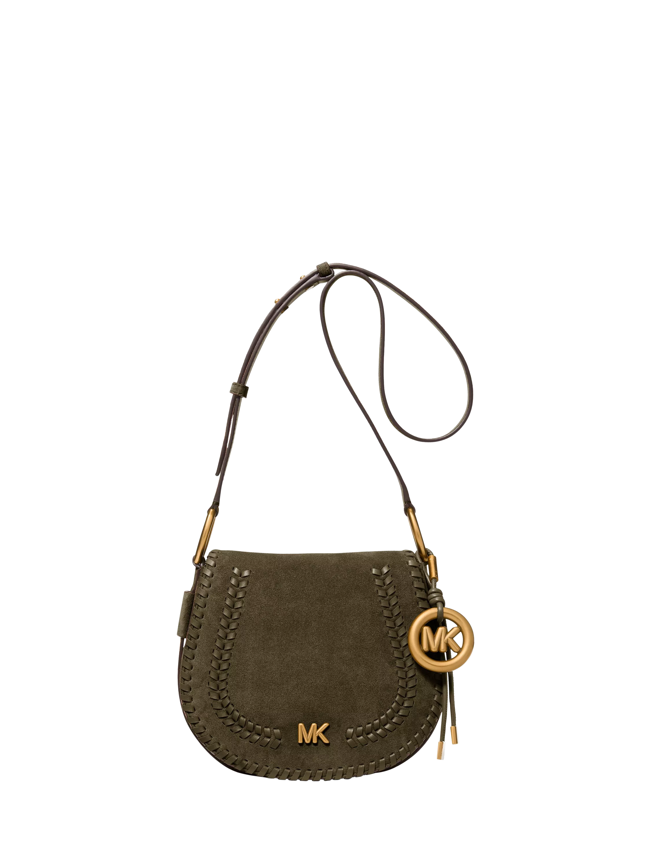 Michael Kors Josie medium suede saddle bag whipstitched - British product