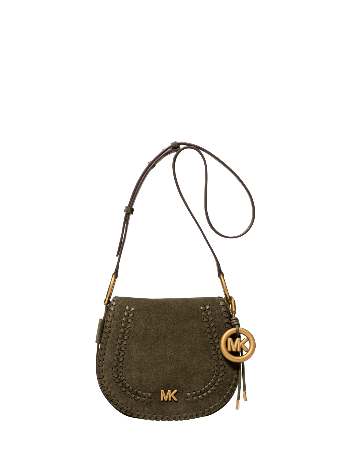 Michael Kors Josie medium suede saddle bag whipstitched - British product