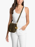Michael Kors Josie medium suede saddle bag whipstitched - British product