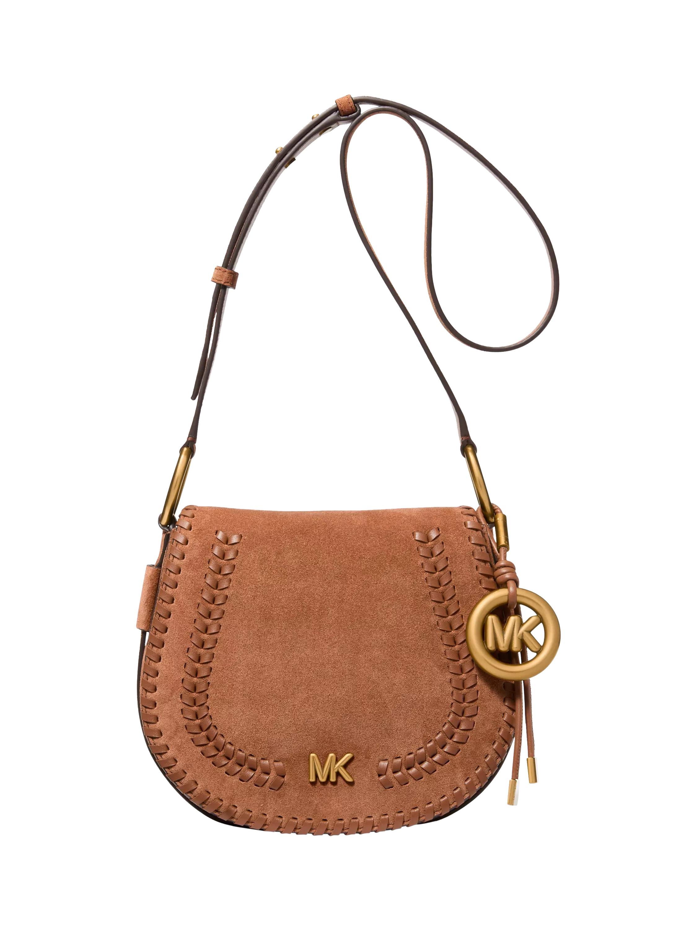 Michael Kors Josie Medium Whipstitched Suede Saddle Bag