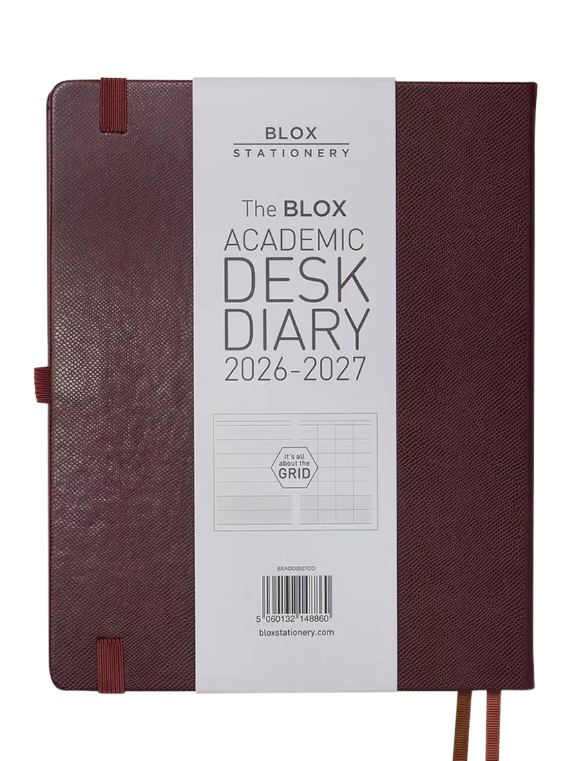 BLOX Academic Desk Diary week to view chocolate brown, imported from the UK
