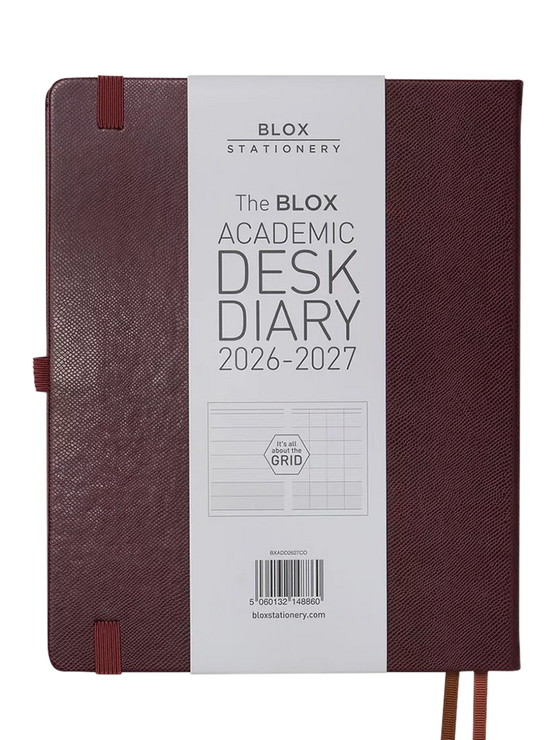 BLOX Academic Desk Diary week to view chocolate brown, imported from the UK