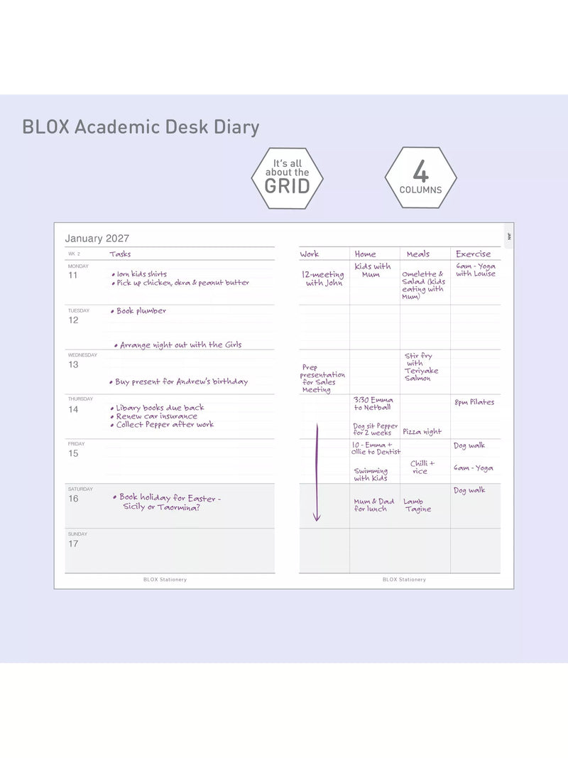 BLOX Academic Desk Diary week to view chocolate brown, imported from the UK